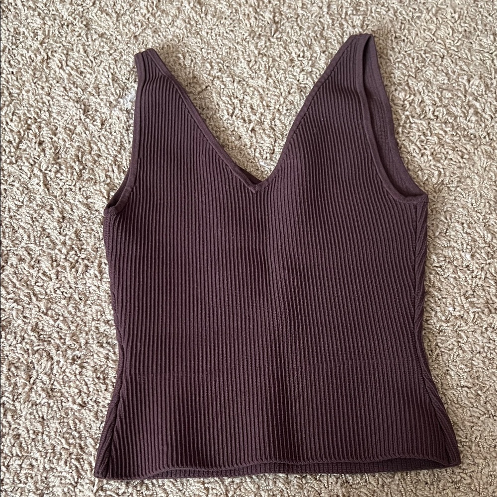 Aritzia Rich Mocha Brown Sculpt Knit Tank